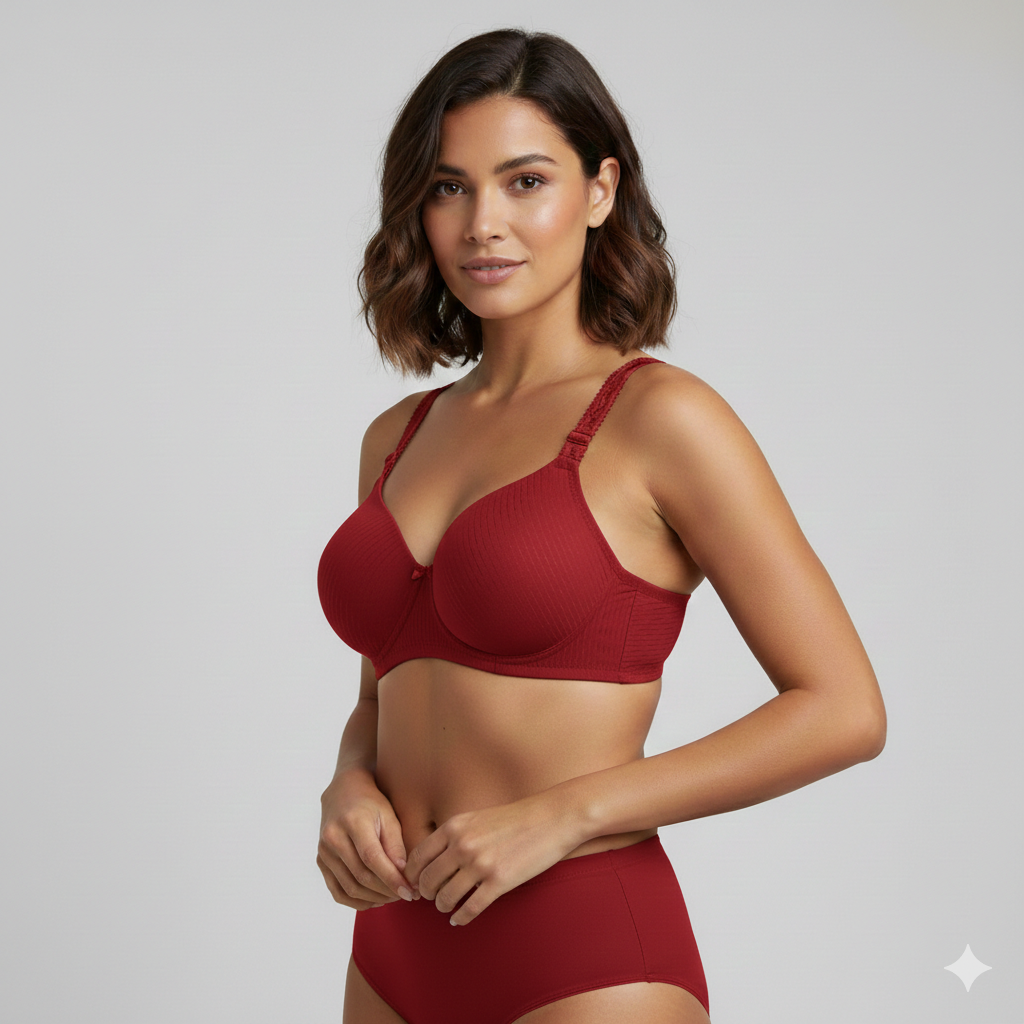 Serene Ribbed Seamless Contour Bra & High-Rise Brief Set